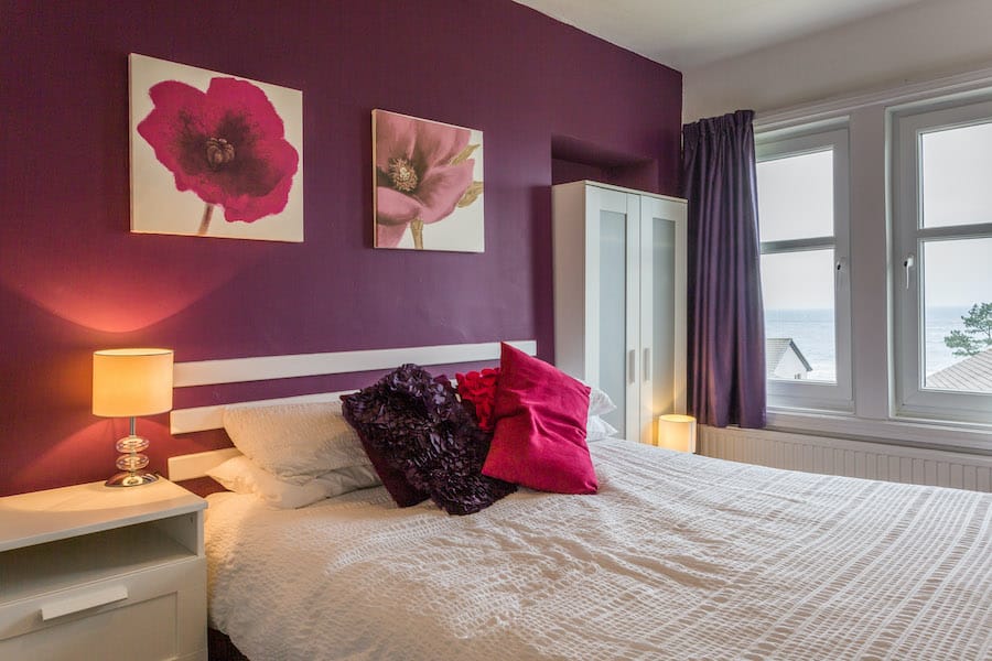 Holiday Villa Bedroom with view over sea