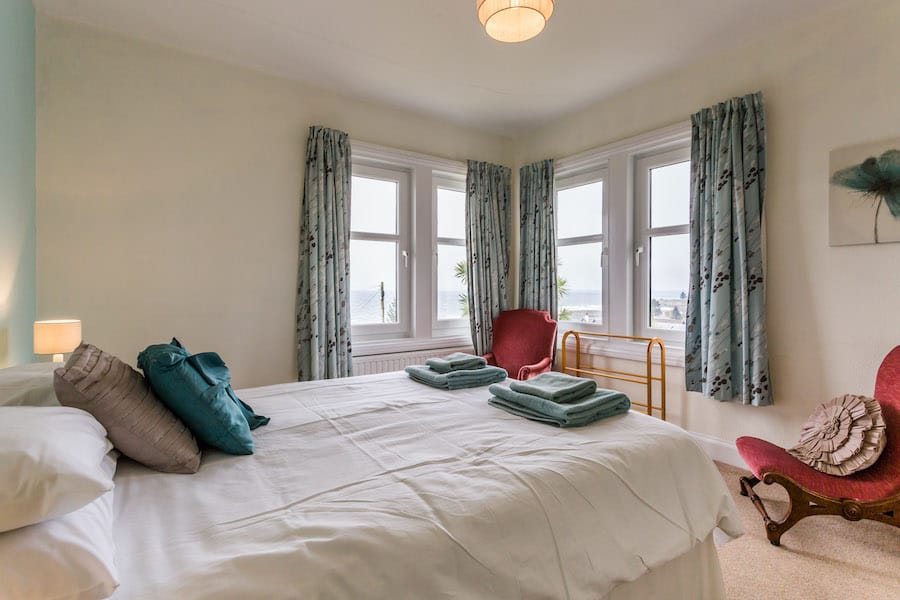 Holiday Villa Master Bedroom with view over sea